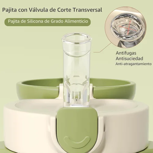 Miniatura 4 de Evorie Tritan - Vaso para sorber con popote a prueba de derrames, 10 onzas para bebés y niños pequeños de 1 a 3 años, botella de agua con pajilla