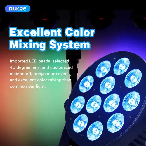 Miniatura 4 de Luz de escenario LED Par Aluminio sin ventilador Luz de acento DMX RGBW 96W Luces de DJ Activadas por sonido Potente PAR delgado LED Iluminación