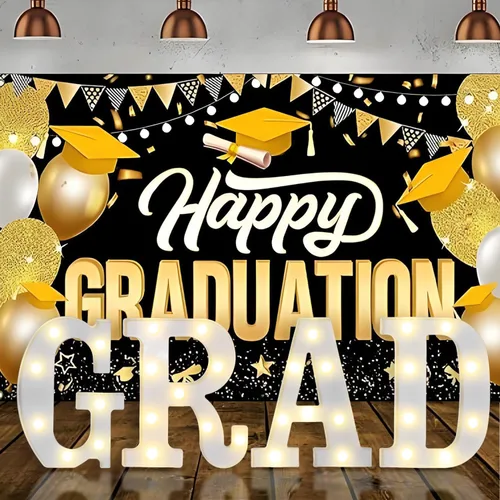 Miniatura 7 de Curyidy Letras de decoración de graduación, letreros de marquesina, luces iluminadas de marquesina de clase de 2025 para cumpleaños, Año Nuevo