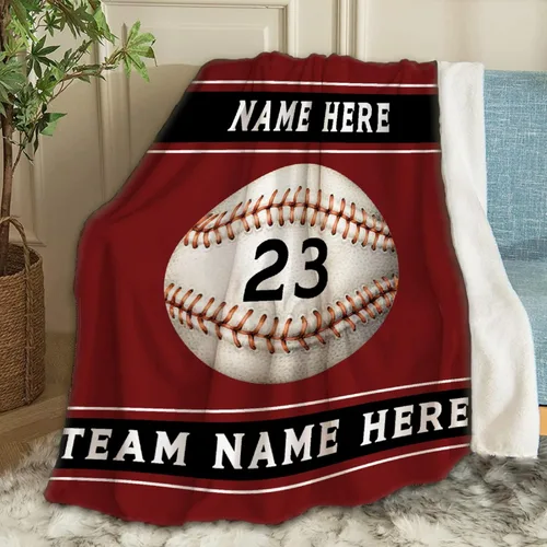 Miniatura 17 de Manta personalizada de béisbol para sofá, manta personalizada con nombre, manta ligera de felpa mullida de 60 x 50 pulgadas, para adolescentes