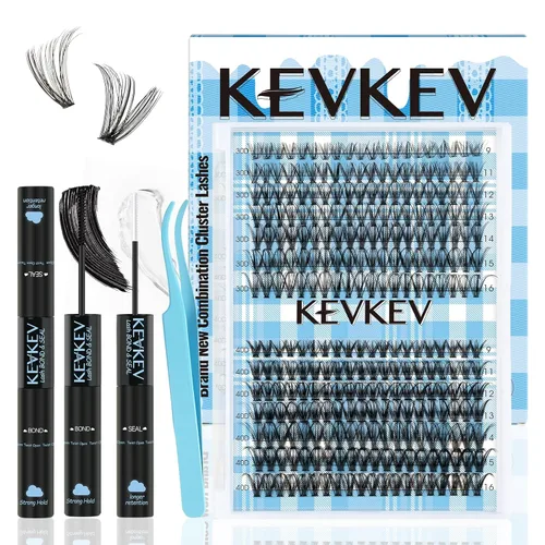 Miniatura 17 de KevKev Adhesivo y removedor de pestañas 2 en 1, pegamento de racimo de pestañas impermeable con fuerte retención de 48 horas, eliminación rápida sin