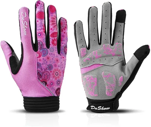 DuShow Guantes de ciclismo para mujer, guantes de ciclismo de montaña para mujer, guantes acolchados de gel para pantalla táctil, guantes de