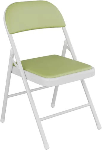 Miniatura 14 de Silla plegable con asiento acolchado de piel sintética, silla plegable ergonómica de metal con respaldo, silla portátil básica para oficina en casa