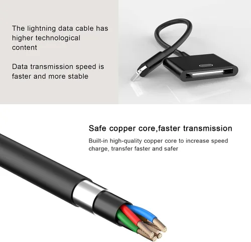 Miniatura 5 de Adaptador Lightning a 30 pines para iPhone, [certificado Apple MFi] Convertidor de carga y transferencia de datos hembra de 8 pines a 30 pines