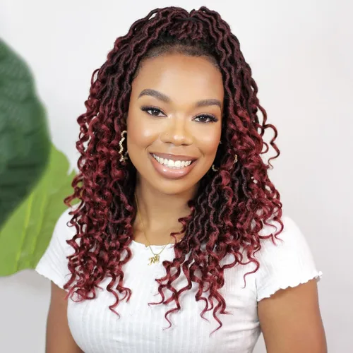 Miniatura 21 de Karida Rastas de cabello sintético de ganchillo de 18 pulgadas, 8 paquetes de cabello de ganchillo preanudado de diosa, rastas sintéticas onduladas