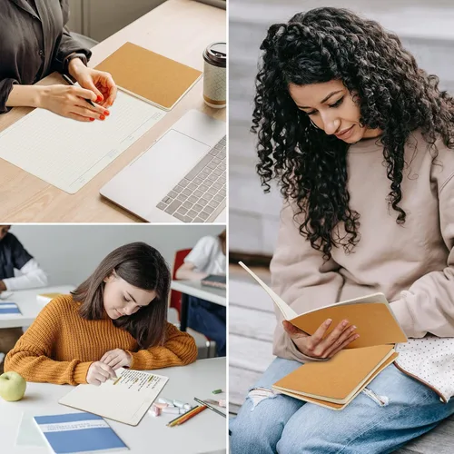 Miniatura 5 de EUSOAR Cuaderno de papel kraft A5, paquete de 12 cuadernos de 5.5 x 8.3 pulgadas, 60 páginas de tapa suave, diario de viaje, cuaderno de dibujo