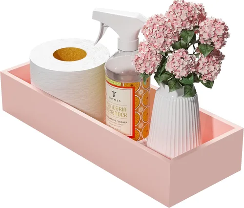 Miniatura 12 de Bandeja de tocador de baño para mostrador, bandeja decorativa de baño de bambú, bandeja de perfume para decoración del hogar, 11.3 pulgadas de largo