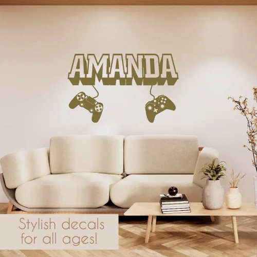 Adhesivo de vinilo para pared, decoración del hogar, 3D, nombre personalizado, para niños, niñas, jugadores, videojuegos, estudio, guardería, sala