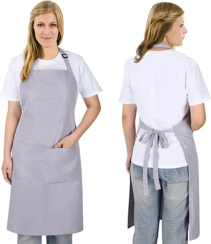 Miniatura 9 de Noverlife Hair Stylist Apron with 4 Pockets, Hair Resistant 34 Inch Long Hairdresser Aprons w/Adjustable Strap for Salon Delantal de peinado gris