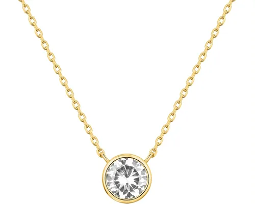 Miniatura 11 de PAVOI 14K Gold Plated Circle CZ Solitaire Necklace Elegant Bezel Pendant Dainty Cubic Zirconia Halo Choker Necklaces for Women