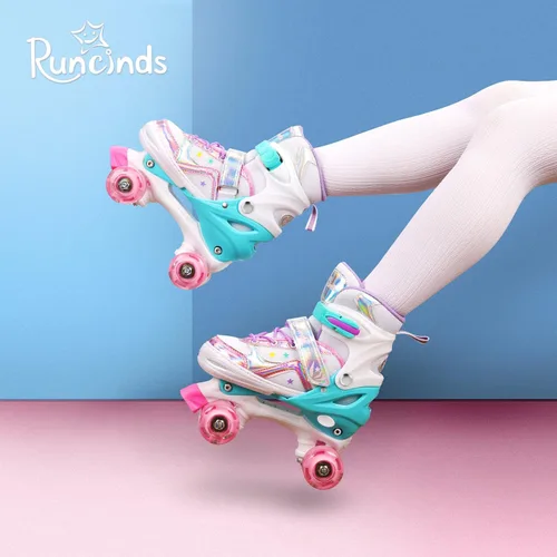 Miniatura 5 de Patines de ruedas para niñas y niños, 4 tamaños ajustables con ruedas iluminadas A-Rosa