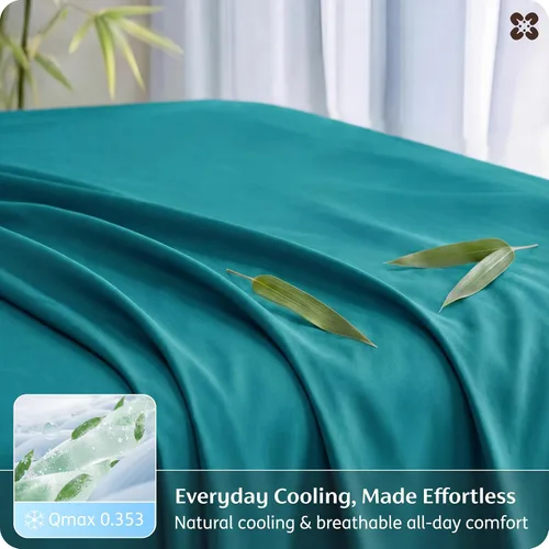 Miniatura 4 de Bedsure Juego de sábanas tamaño California King, sábanas refrescantes, rayón derivado del bambú, transpirable y suave, bolsillo profundo de hasta 16