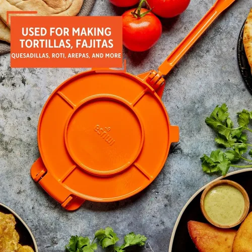 Miniatura 6 de IMUSA USA Prensa de tortilla de aluminio de 8 pulgadas, color naranja
