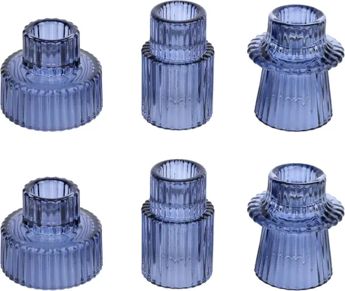 Miniatura 34 de Vixdonos Juego de 3 portavelas de cristal rosa para velas cónicas, velas de pilar y velas de candelita