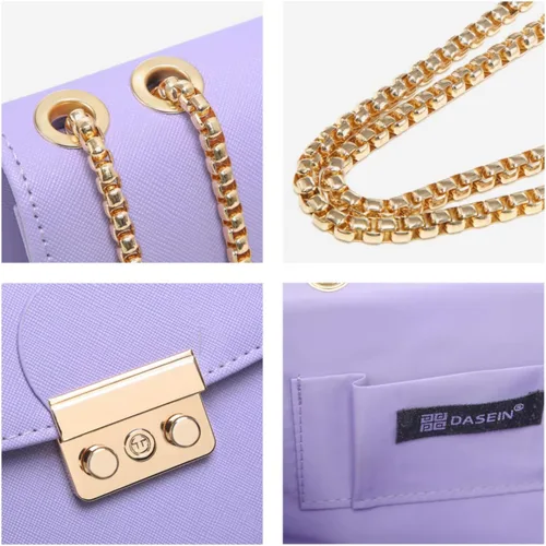 Miniatura 3 de Dasein Bolso cruzado pequeño para mujer, bolso de noche de diseñador, bolso de mano para bodabaile de graduaciónfiesta con doble correa de cadena