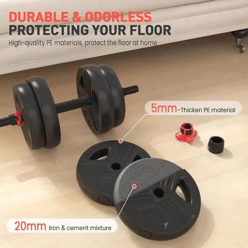 Miniatura 3 de UKEEP - Juego de mancuernas ajustables de 20/30/40/55/60/70/80/90 libras con conector, 2 o 3 en 1, utilizadas como barras, pesas rusas, ejercicios