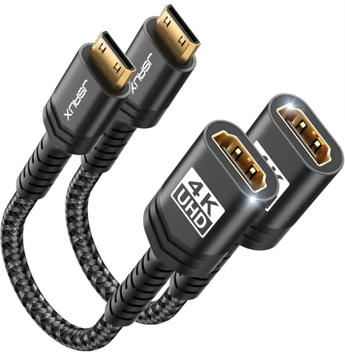 Miniatura 8 de JSAUX Paquete de 2 adaptadores Mini HDMI a HDMI, cable Mini HDMI macho a HDMI hembra con 4K 60Hz HDR 3D 18Gbps, compatible con cámara, videocámara
