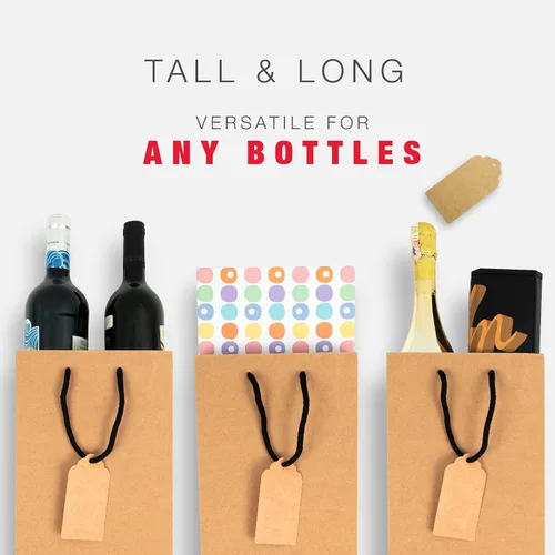 Miniatura 5 de Bolsa de regalo de vino para 2 botellas, 7.15 x 4 x 13 pulgadas, 24 bolsas de regalo para botellas de vino dobles