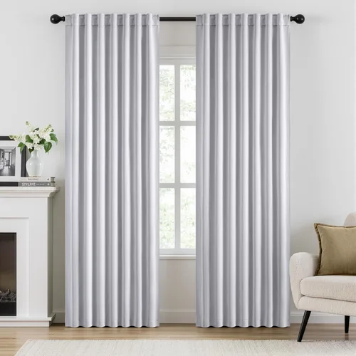 Miniatura 19 de ANRODUO Juego de 2 cortinas con bloqueo de luz del 99%, cortinas de 84 pulgadas de largo, cortinas negras para dormitorio, cortinas con aislamiento