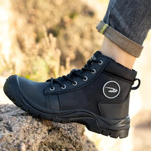 Miniatura 2 de NBUUNBU Botas de trabajo con punta de acero para hombres, zapatos de trabajo de seguridad, antideslizantes, resistentes a la abrasión