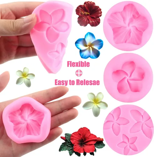 Miniatura 2 de ZiXiang Plumeria - Molde de silicona para flores de hibisco, moldes para decoración de pasteles, decoración de cupcakes, caramelo de chocolate