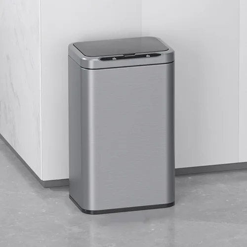 Miniatura 11 de ELPHECO Basurero de acero inoxidable para oficina, con sensor de movimiento, sin contacto, cubo de basura inteligente automático para cocina, Blanco