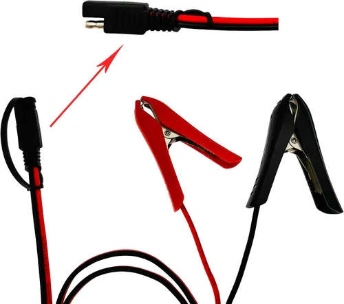 Miniatura 3 de [Versión actualizada] Abrazaderas de cocodrilo con clip de batería de 3.2 pies al conector SAE, cable de extensión de cargador solar de 14