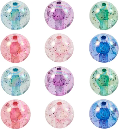 Cheriswelry Cuentas acrílicas de color mixto para poni, espaciador suelto de plástico grueso, bolas de chicle, espaciador para pulseras, collares,