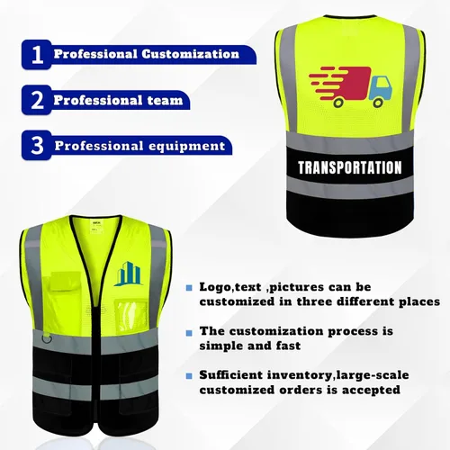 Miniatura 2 de Chaleco de seguridad con logotipo personalizado de alta visibilidad chaleco reflectante Ansi 5 bolsillos clase 2 Hi Vis seguridad construcción ropa