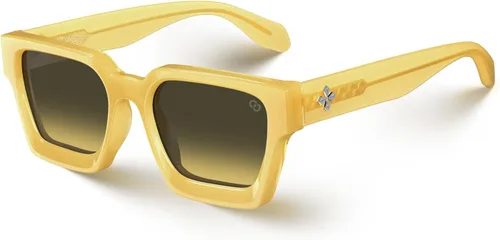 Miniatura 27 de VISOONE Moda 100% UV400 Protección Rectángulo TR90 Y2K Gafas de sol Accesorios para Mujeres Hombres RIVER, Carne de suelo/Gris Rosa