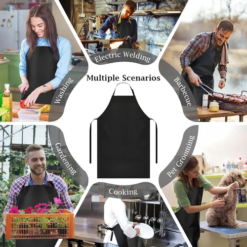Miniatura 7 de PEASUG Delantal de carnicero impermeable, delantal de laboratorio ajustable extra largo con babero para lavavajillas, cocina, jardinería, aseo