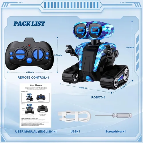 Miniatura 5 de MindPal Juguetes Robot Recargables RC Robots para Niños con Ojos LED Auto-Demostración Baile y Canto Control Remoto Robots Emo para Niños y Niñas