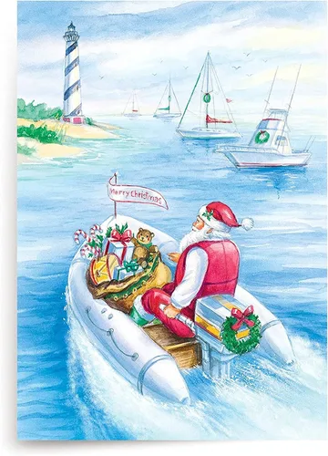 Miniatura 15 de Red Farm Studios Designer Greetings - Tarjetas de Navidad en caja, diseño de hombre de arena de playa con gaviotas