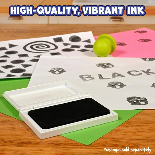Miniatura 2 de READY 2 LEARN - Juego de almohadillas de sellos lavables Negro Juego de almohadillas de tinta no tóxica y lavable para niños Resistente a