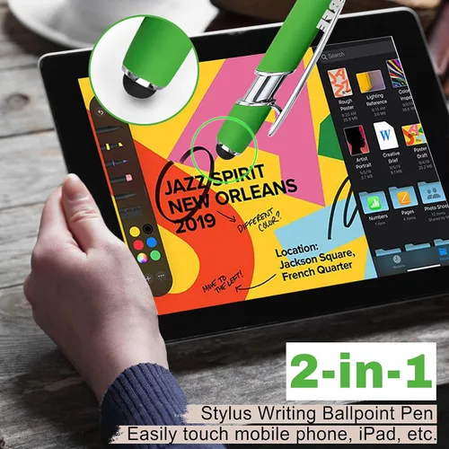 Miniatura 5 de 12 bolígrafos personalizados a granel con punta de lápiz capacitivo, bolígrafos personalizados con mensaje de logotipo y nombre, ideas de regalo
