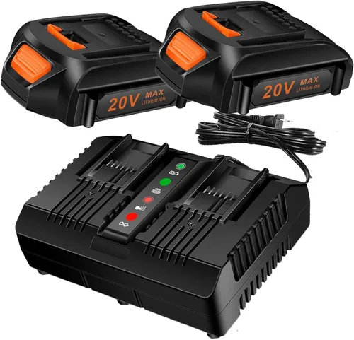 Paquete de 2 baterías de repuesto de 20 V y cargador de arranque, batería de litio de 3.0 Ah compatible con herramientas eléctricas inalámbricas