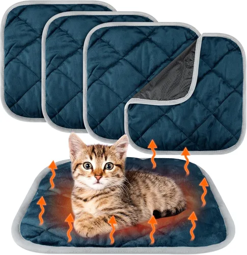 Miniatura 44 de Paquete de 4 Almohadillas Autocalentables para Gatos, Alfombrilla Autocalentable para Perros que Refleja el Calor Corporal, Almohadilla Térmica