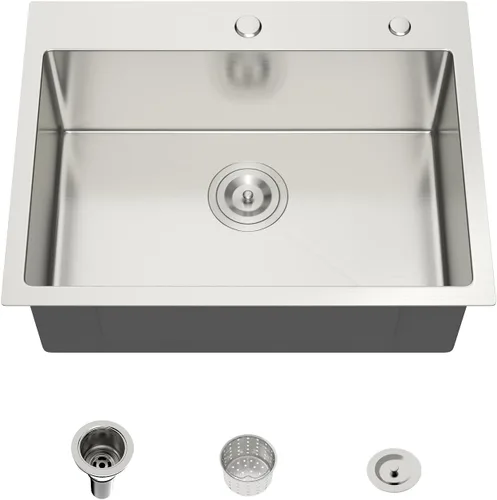 Miniatura 34 de Mocoloo Fregadero de barra de 13 pulgadas con caída en la parte superior, fregadero de cocina pequeño de acero inoxidable T304 de 13 x 15 pulgadas