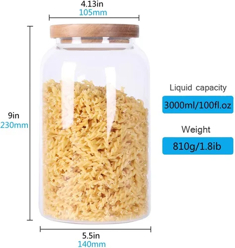 Miniatura 3 de SAIOOL Frascos de almacenamiento de alimentos de vidrio de diseño moderno transparente, contenedores de almacenamiento de alimentos de vidrio, 100