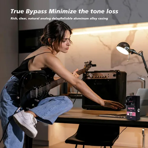 Miniatura 7 de Satone Pedal de guitarra retardada, Spritwalker Pedal de efecto de guitarra eléctrica Delay DC 9V Mini Pedal de retardo analógico True Bypass