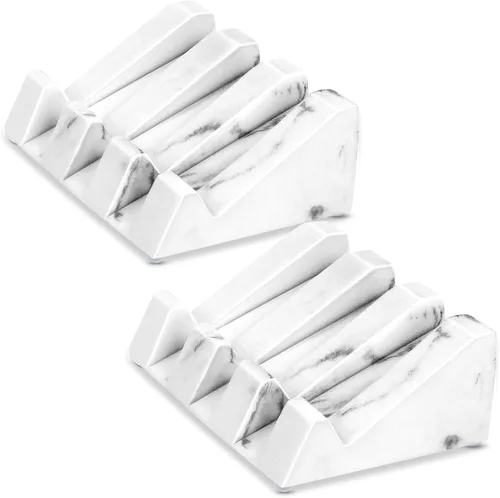Morelax Morelax - 2 soportes para barra de jabón para baño/cocina, jabonera de mármol para jabón de barra, soporte de jabón en cascada (paquete de 2