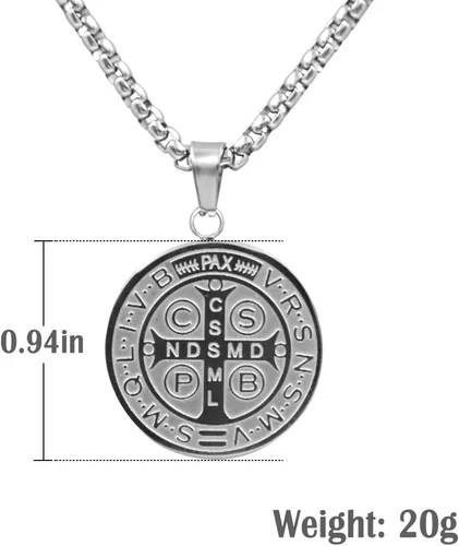 Miniatura 2 de NIGHTCRUZ Collar con medalla de San Benito, colgante de medalla de San Benito para Talismán Protector Religioso