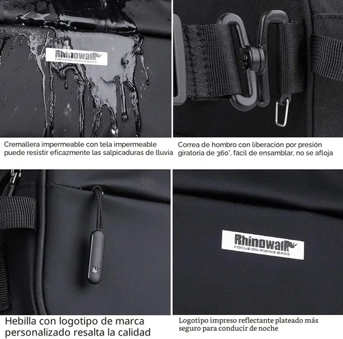 Miniatura 4 de Rhinowalk Bolsa de manillar de bicicleta, multifuncional impermeable para bicicleta de montaña, bolsa frontal para bicicleta de carretera, cesta
