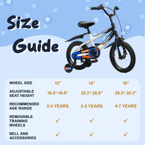Miniatura 4 de Bicicleta infantil de 12/14/16 pulgadas para niños pequeños de 3 a 8 años, neumáticos antideslizantes seguros, ruedas de entrenamiento extraíbles