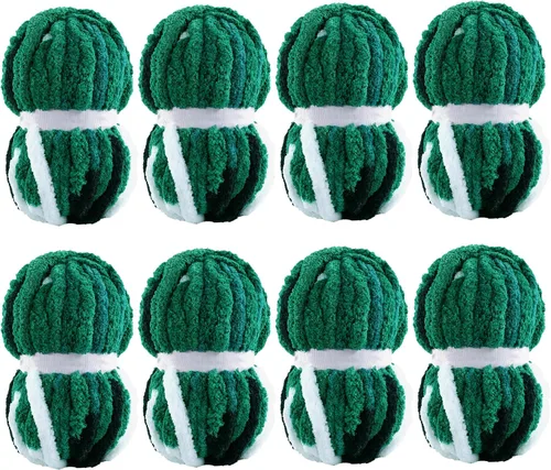 Miniatura 18 de MABOZOO Hilo Grueso Tie Dye para Tejer a Ganchillo Paquete de 8, Hilo de Chenilla Jumbo Esponjoso, Hilo de Felpa Suave Voluminoso, Hilo Gigante