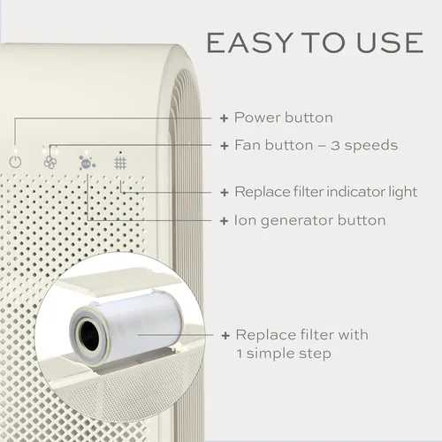 Miniatura 3 de Conair Purificador de aire, filtro de aire HEPA, purificador para alergias, polvo, polen, control de olores, habitaciones de tamaño mediano de hasta