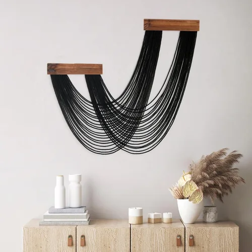 Miniatura 12 de Tapiz bohemio de macramé para colgar en la pared, tejido teñido anudado de fibra verde y blanca, hecho a mano, para colgar en la pared, grande
