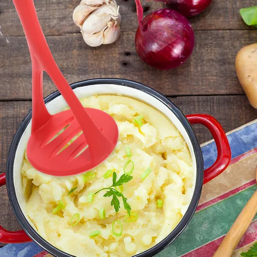 Miniatura 7 de UPKOCH Triturador de patatas de silicona, herramienta de cocina pequeña, herramienta trituradora de alimentos para bebés, cortador de verduras, Rojo