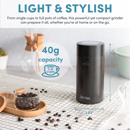 Miniatura 5 de Aroma Housewares - Mini molinillo de café y molinillo eléctrico de hierbas con cuchillas de acero inoxidable 304 y una tapa transparente de primera