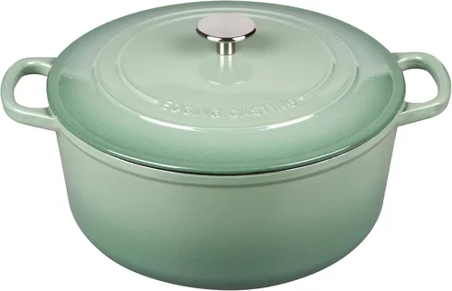 Miniatura 14 de EDGING CASTING Horno Duch de hierro fundido esmaltado, horno holandés redondo de 5.5 cuartos de galón con tapa, mango doble para hornear pan, morado